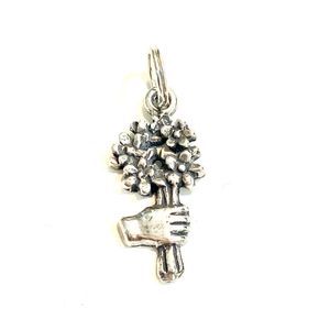 .925 Bouquet of Flowers Sterling Silver Jewelry Charm #garden